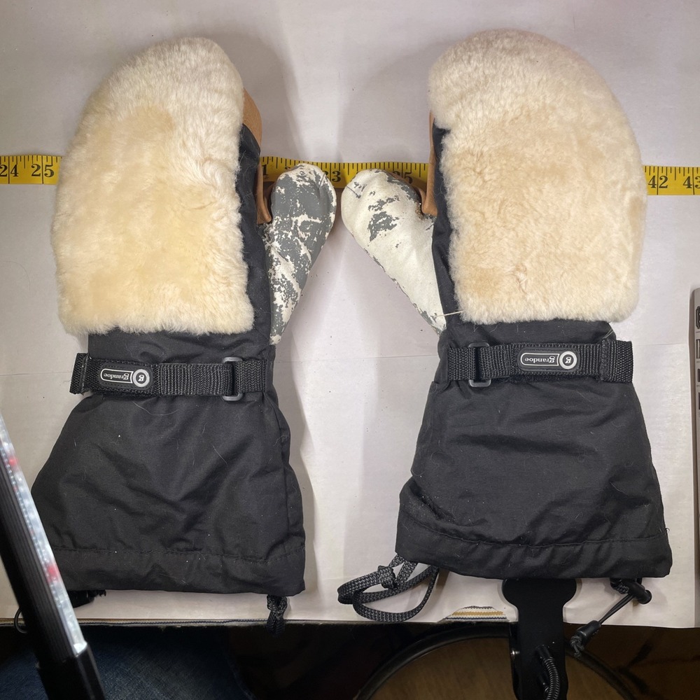 Grandoe Extreme Cold Lined Double Layer Mittens Snow Skirt Leather Palm Men's S